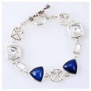  Barse Sterling Silver Blue Agate Link Bracelet Jewelry
