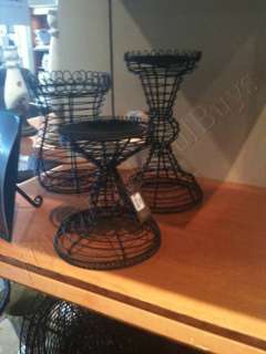 POTTERY BARN French Wire CANDLE HOLDER Set S/L Pillar  