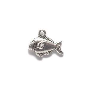  Shipwreck Beads Zinc Alloy Fish Charm, 14 by 17mm, Silver 