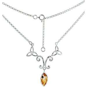   16 Celtic Necklace, w/ Marquise Cut Natural Citrine Stone Jewelry