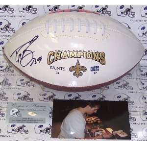  Drew Brees Autographed Ball   Logo