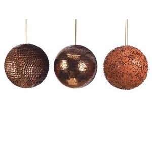 Set 12 Copper Bronze Foam Ball Sequin Christmas Ornaments 