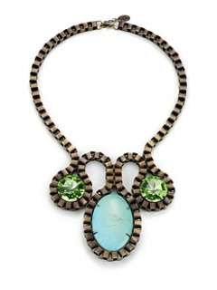 joanna laura constantine   Turquoise & Crystal Box Chain Bib Necklace 
