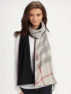 Burberry   Cashmere Reversible Knit Scarf    