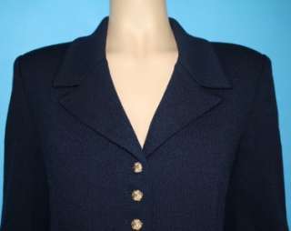   FITTED JACKET & SKIRT 2 PC SUIT NAVY BLUE GOLD BUTTONS 14 16  