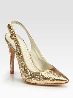 Alice + Olivia   Darcy Glitter Coated Leather Slingback Pumps