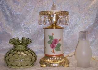 Franciscan APPLE Utensil Jar Lamp w/Fenton Glass Shade  