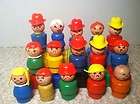 Vintage Fisher Price Little People All Wood Lot 15 Wooden People