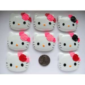  8 Xl Resin Cabochon Flat Back Kitty Cat Mix Flower for 