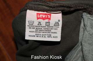 New LEVIS 501 Original Button Straight Olive Green Jeans Made In USA 