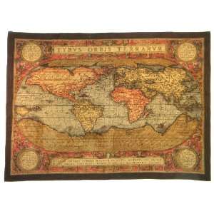  Antique Map Black European Wall Tapestry