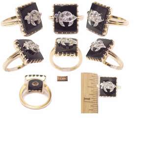 Masonic Solid Gold Black Onyx & Diamond Shriners Ring  