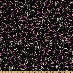  44 Wide Bella Ballerina Ribbons Black Fabric By The Yard 