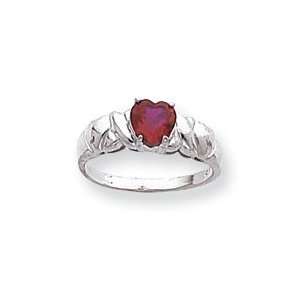  14k White Gold Synthetic January Heart Birthstone Ring 