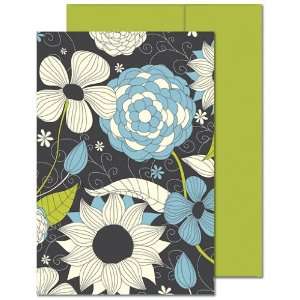  Outline Foliage Floral Note Cards and Envelopes   pack of 