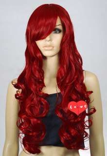 33 inch Hi_Temp Series Dark Red Curly wavy Long Cosplay Wigs  