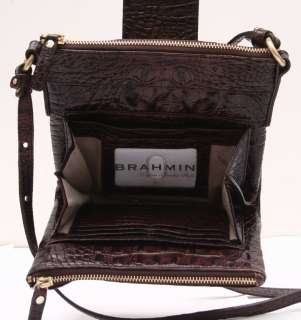 195 Brahmin   Truffle Melbourne Mojito Messenger Croc Leather Handbag 
