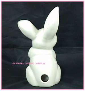 Vintage Pottery Bunny Rabbit Cotton Ball Holder Dispenser Easter 