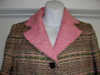 VINTAGE 60s BILL BLASS pink TWEED BLAZER coat JACKET  