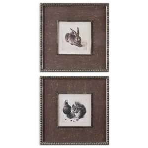 Uttermost 20.3 Inch Rabbit & Squirrel (Set of 2) Prints Hanging Wall 