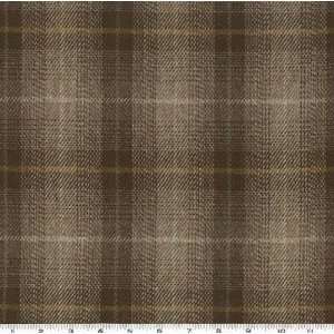  58 Wide Wool Flannel Plaid Taupe/Brown Fabric By The 