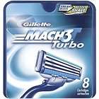 NEW 100% GILLETTE MACH 3 TURBO ( 8 COUNT ) CARTRIDGES FREE USA 
