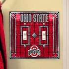 Ohio State Buckeyes Art Glass Double Switch Plate Cover