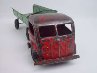 1930s Kingsbury Truck & Trailer Wind up w Rubber Tires  