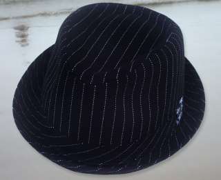 Peter Grimm White with Black Pinstripes Fabric Fedora Styled Hat 