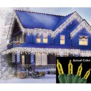 Club Pack of 600 Yellow Commercial Icicle Christmas Lights   Green 