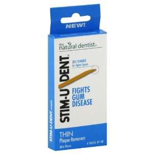 The Natural Dentist Stim U Dent Plaque Removers, Thin, Mint Flavor, 4 