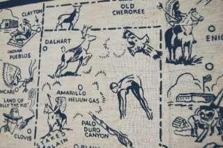 CRISP VINTAGE TEXAS Souvenir Tablecloth MINT with Original Label 