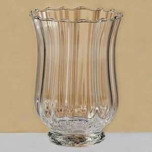 Fluted Flared Glass Pillar Candle Holder 