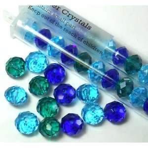 14 Colbalt Aqamarine Teal Blue Mix Large 12mm Faceted Rondelle Luster 