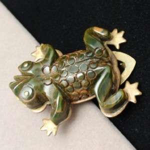 Frog Clip Pin Vintage Bakelite & Brass Figural Book Piece  