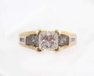   Gold Princess Cut 0.71 Ct Diamond Solitaire Engagement Ring 1 Ct TW