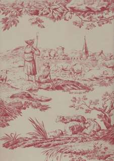 Pierre Deux Village Toile in Red Wallpaper Double Rolls DPX24376 
