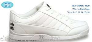 BSI BASIC WHITE MENS BOWLING SHOES STYLE 520 CHOOSE YOUR SIZE FREE 