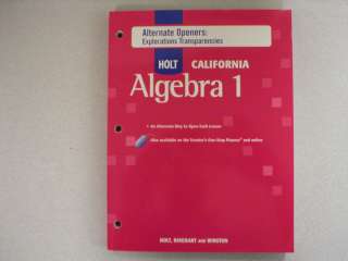 Holt California Algebra 1 Alternate Openers 0030946026 9780030946028 