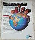 1992 at t telephone kids education world globe print ad