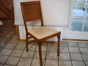 VINTAGE WOODEN FOLDING CHAIR WITH PADDED SEAT STAMPED 1969  
