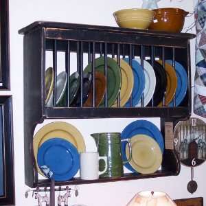  Handmade Primitive Cottage Vertical Plate Rack   Color 