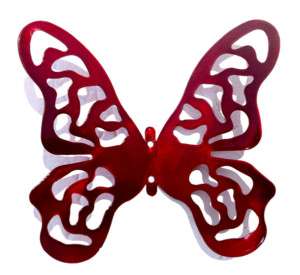   Butterfly Metal Modern Contemporary Wall Sculpture S Red Signed  