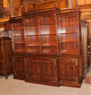 Late Victorian Breakfront Bookcase Arts and Craft Book Mahogany 