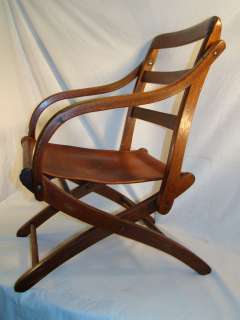 19thC Antique CIVIL WAR Officer CAMP CHAIR Old VICTORIAN Campaign 