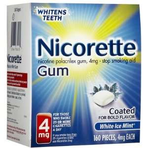 Nicorette OTC Stop Smoking Nicotine Gum, 4mg White Ice Mint 160 ct 