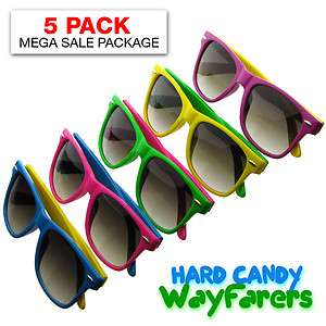 Sale Retro Bright Double Color Wayfarer Sunglasses 4824 5 Pack  