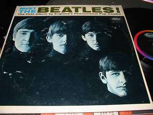 Meet the Beatles LP 1st debut MONO t2047 capitol rainbow band olive 