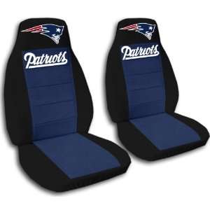  2 Black and Navy Blue New England seat covers for a 2007 