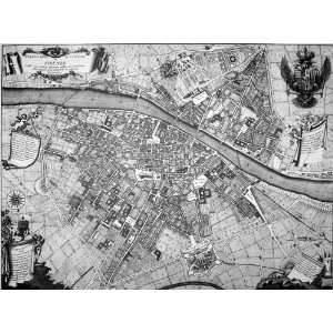  Historical Map of Florence, 1755, Antique Map Wall Art 